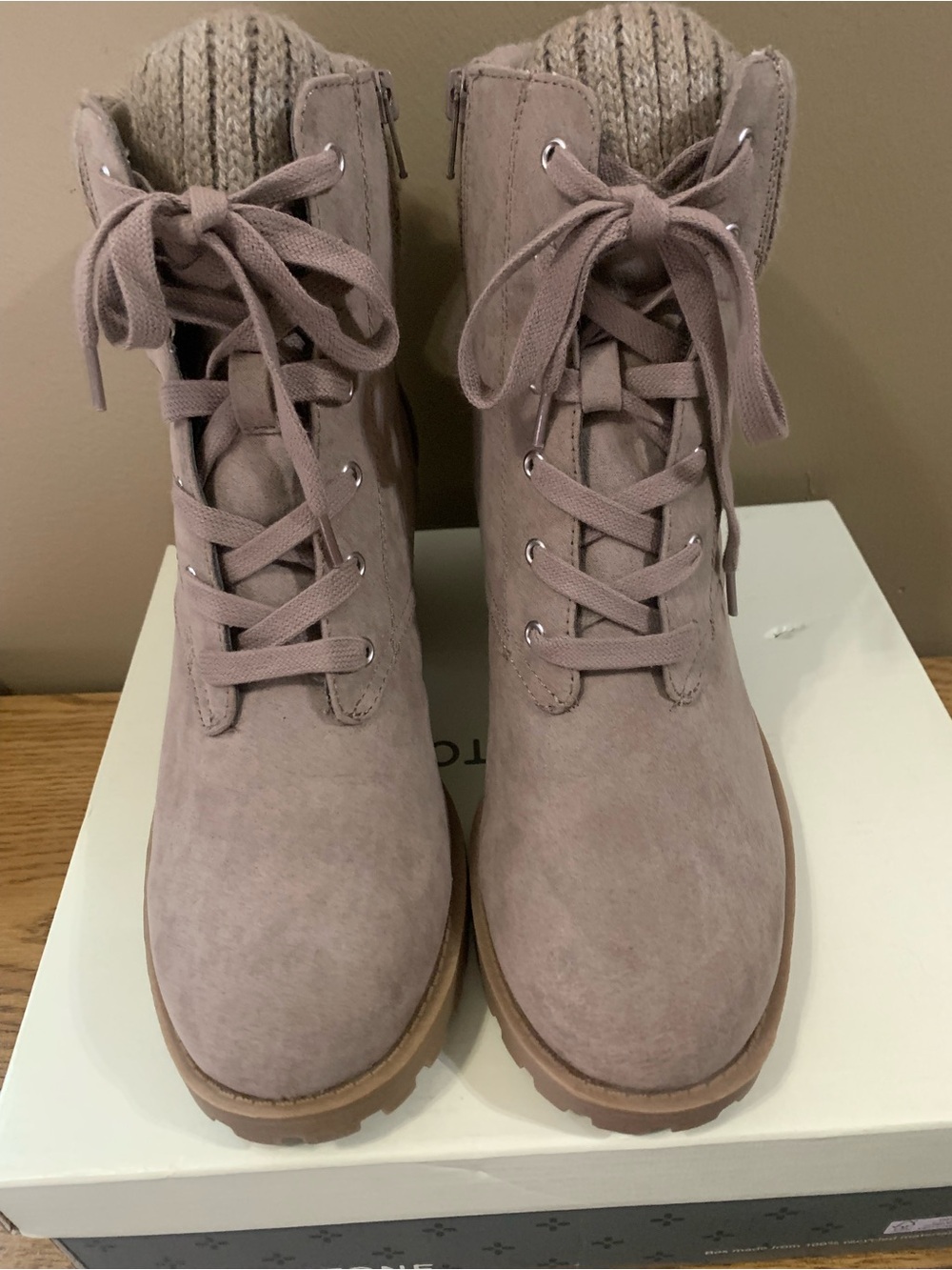 Sun &Stone Faux Suede Combat boot